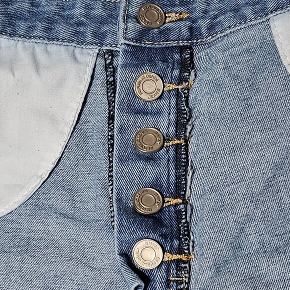 Customized High-Waist Reversible Denim Shorts Womens Size Small Button Fly - Picture 5 of 7